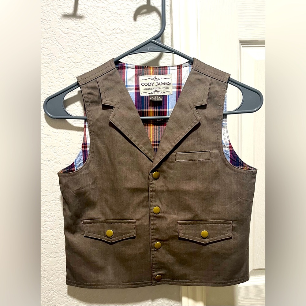 Cody James Youth Brown Snap Front Vest